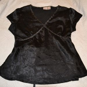 Xhilaration Black Blouse with Polka Dots XL